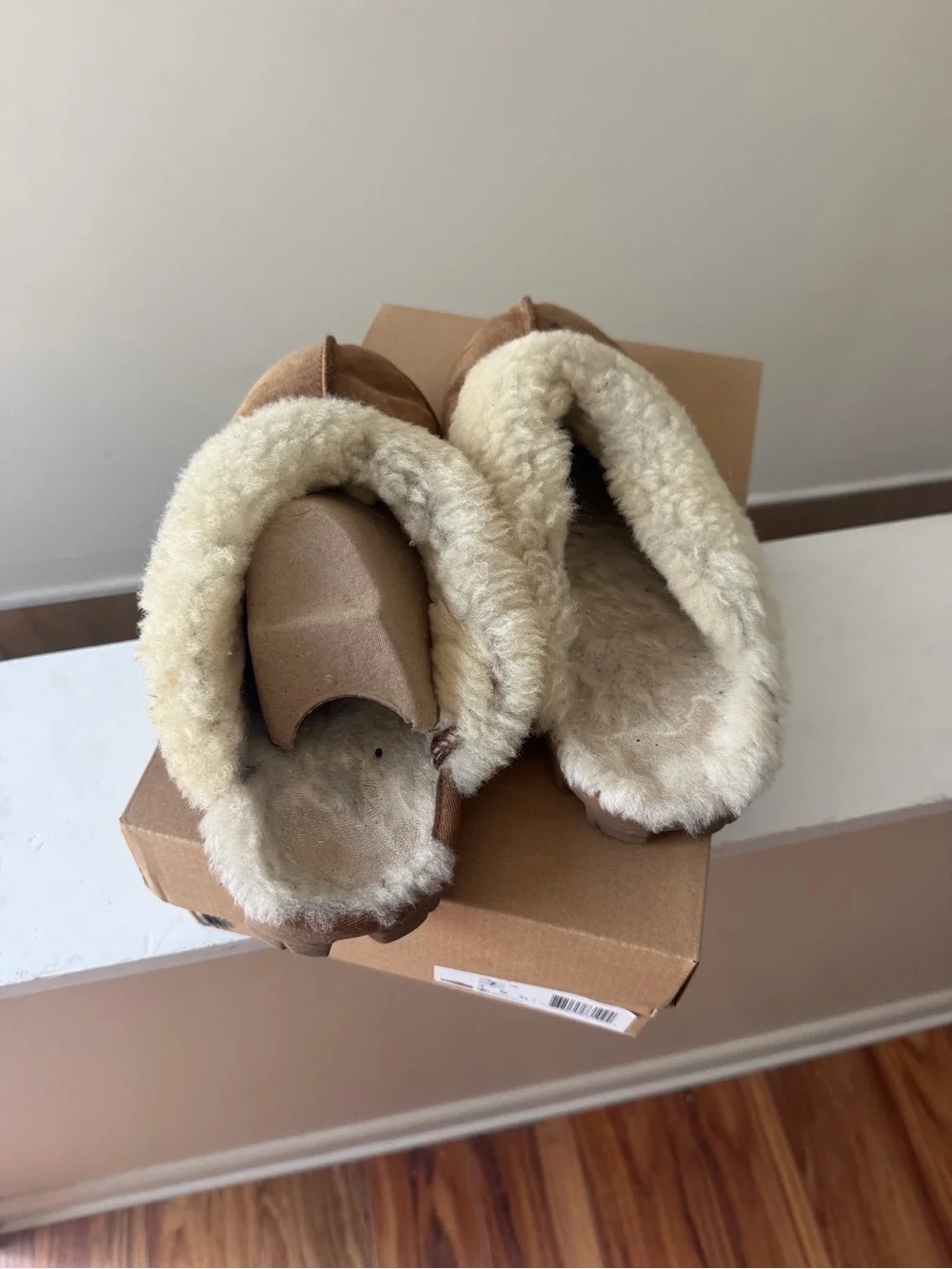UGG Chestnut Suede Shearling Slip-On Clog with Cream Collar - Picture 5 of 5